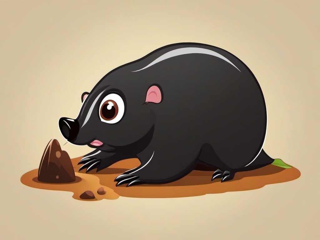 Mole cartoon - small, digging animal with large claws  