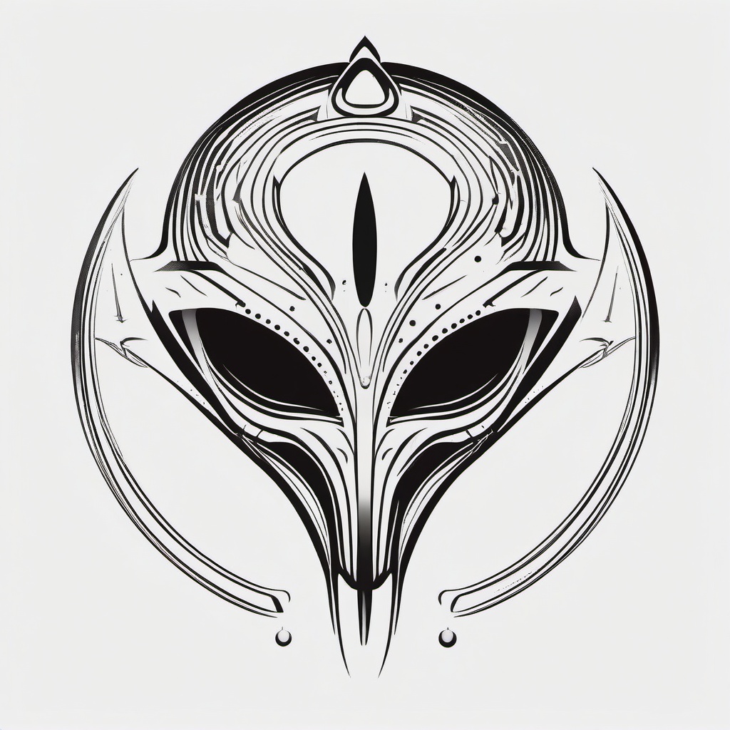 Alien Tattoo Minimalist - Refined and symbolic, a minimalist approach to extraterrestrial ink.  simple color tattoo,vector style,white background