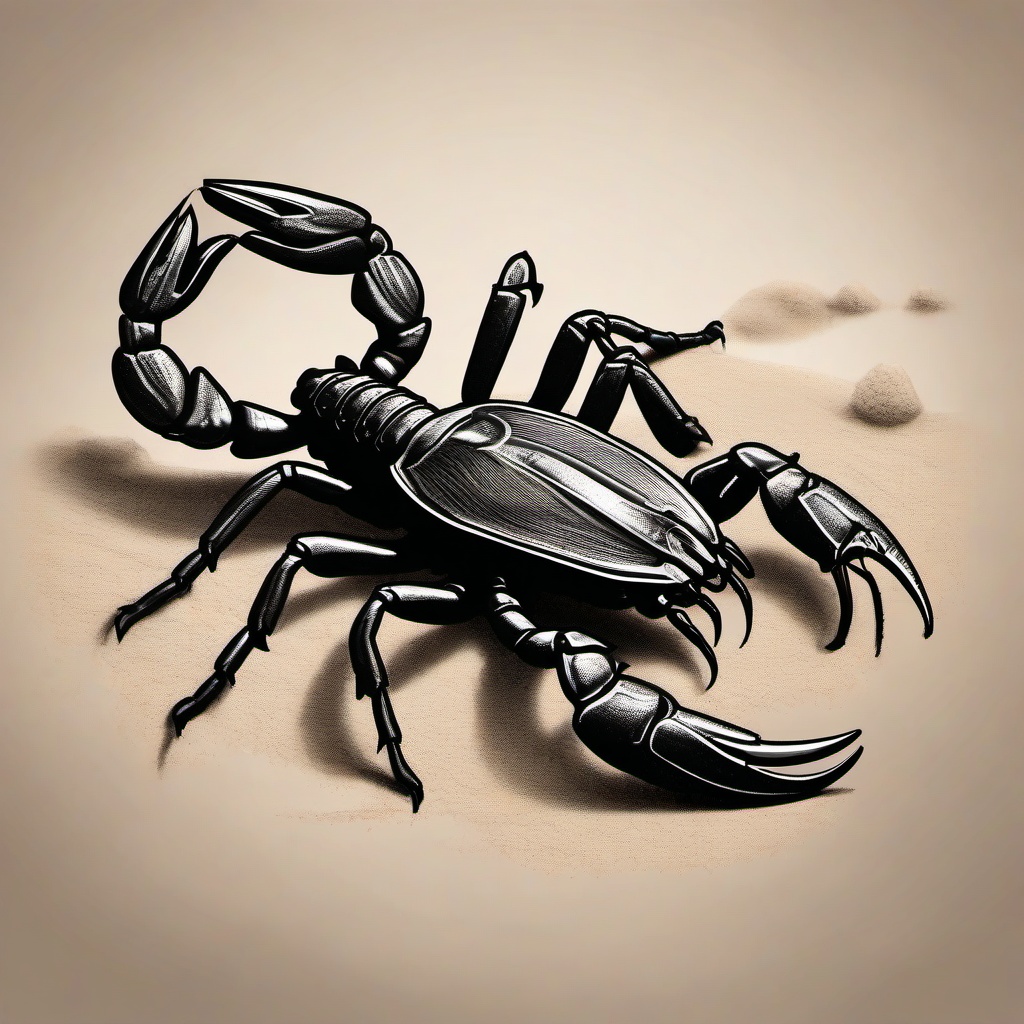 drawing of a scorpion on a sandy surface  minimal rough sketch scribbles,doodles,black and white