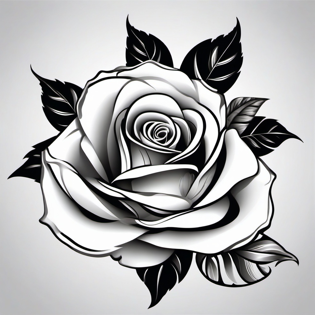 White and Black Rose Tattoo-Contrast and beauty in a white and black rose tattoo, capturing the essence of dual tones and elegance.  simple vector color tattoo