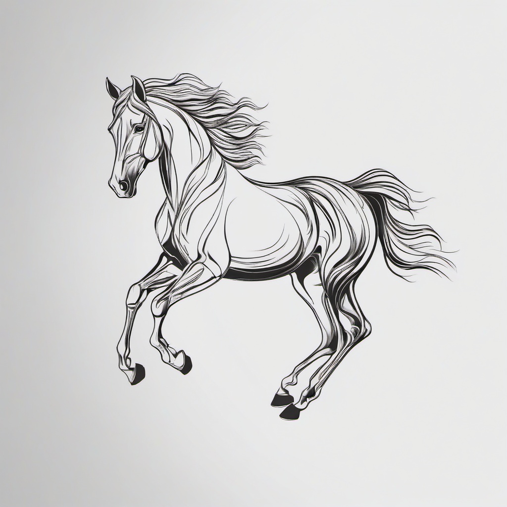 line art horse tattoo  simple tattoo,minimalist,white background