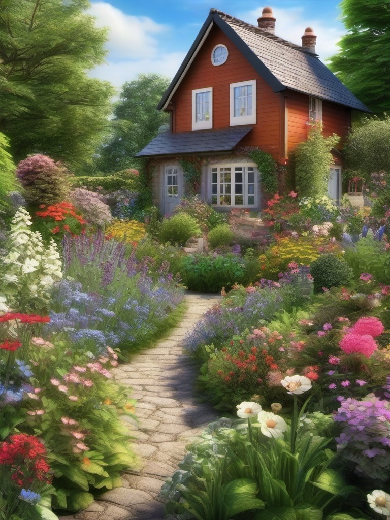 Cottage Garden Paradise - Transform your garden into a charming cottage-style haven. multicoloured, photo realistic, hyper detail, high resolution