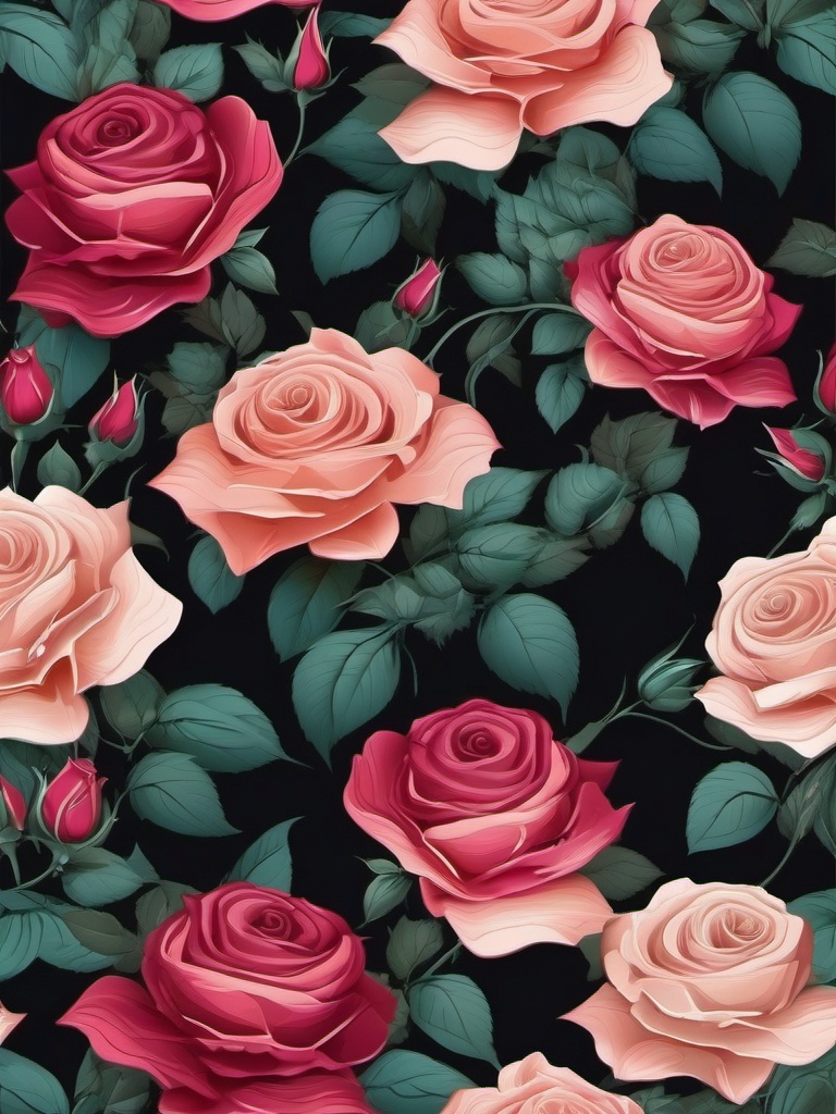 Floral Background - Blooming Roses wallpaper, abstract art style, patterns, intricate