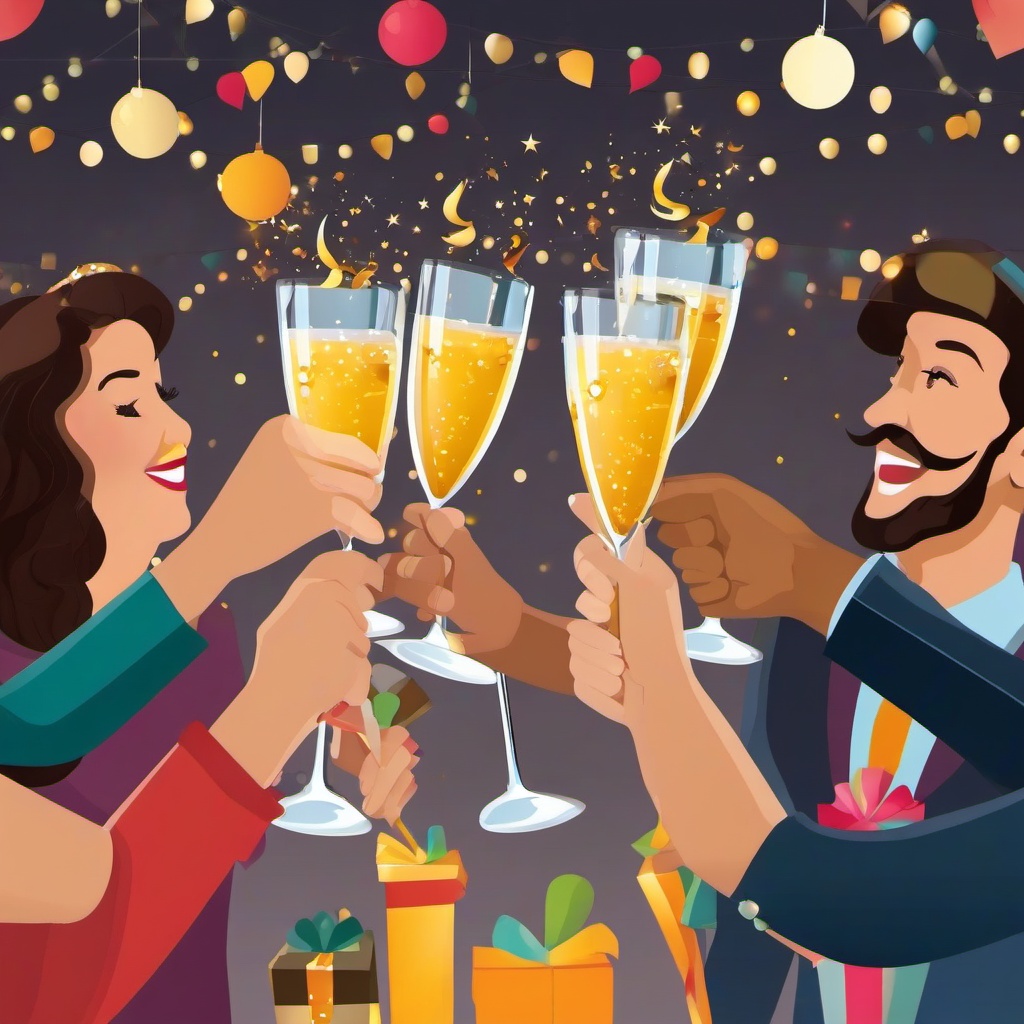 New Year clipart - people toasting glasses at a party  