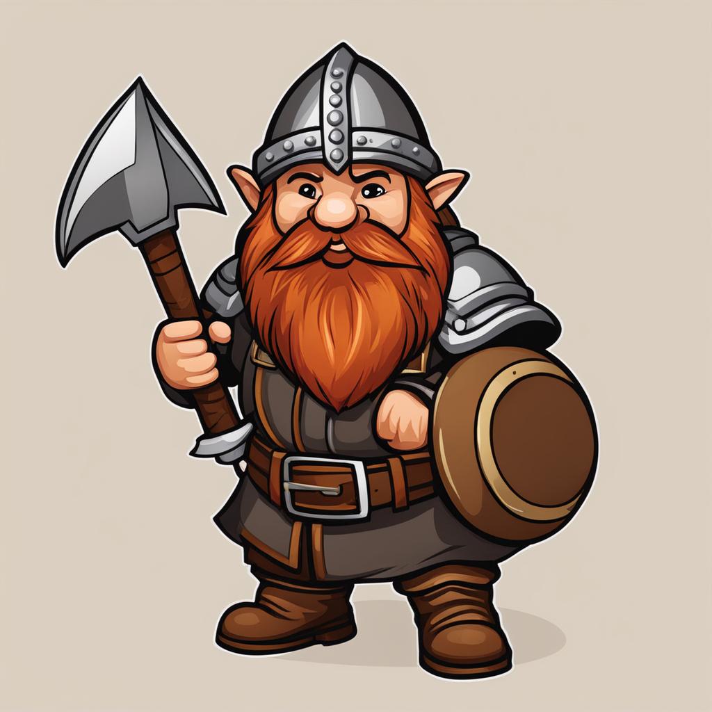 dwarf clipart - a stout dwarf with a pickaxe and helmet. 