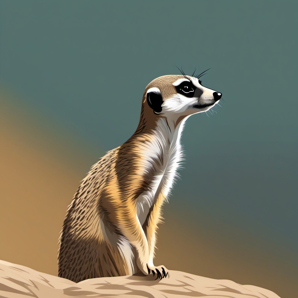 Meerkat Clip Art - Curious meerkat standing guard,  color vector clipart, minimal style