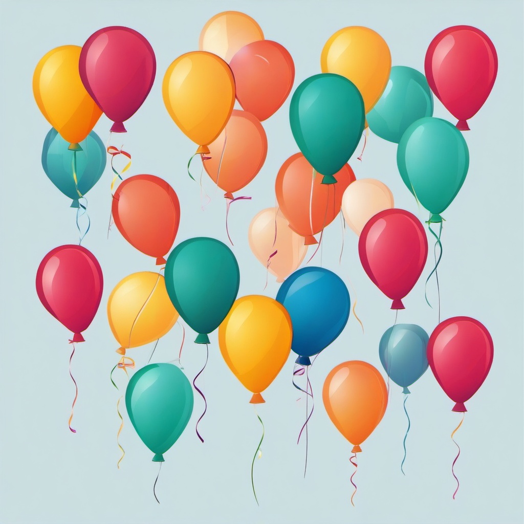 Birthday Balloons clipart - Bunch of festive birthday balloons, ,vector color clipart,minimal