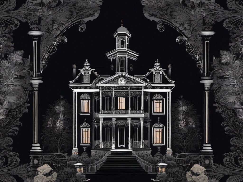 Dark Aesthetic Wallpaper - Haunted Mansion Under Moonlight  intricate patterns, splash art, wallpaper art