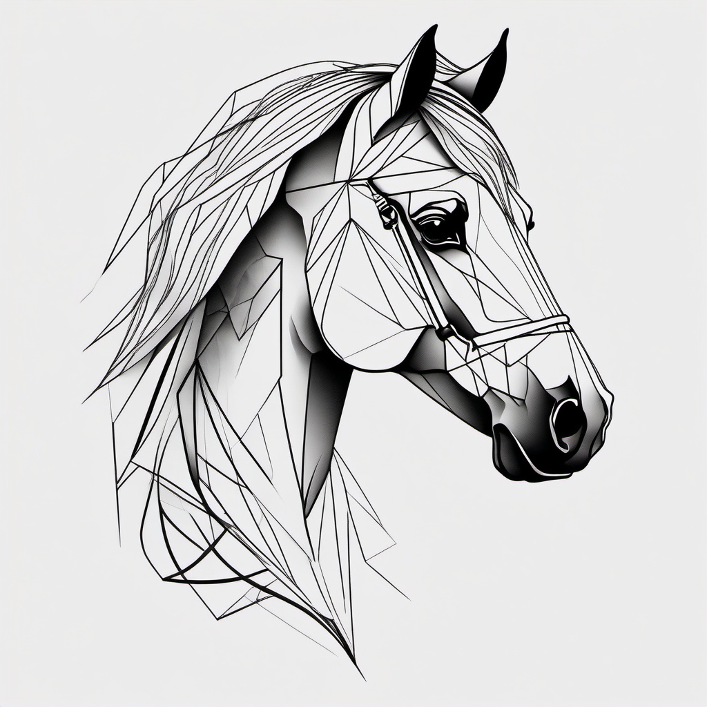 horse tattoo geometric  simple tattoo,minimalist,white background