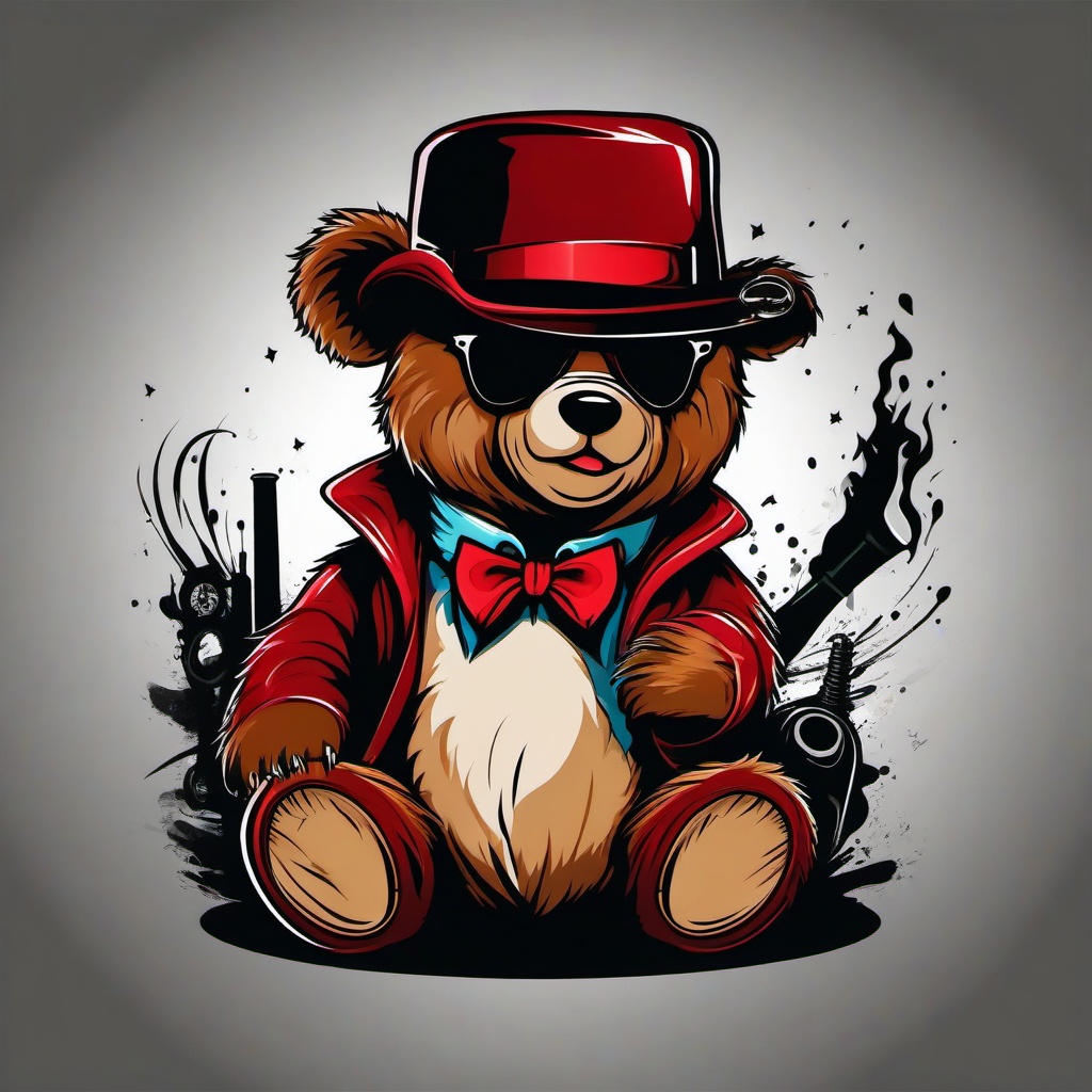 gangster teddy bear tattoo  simple vector color tattoo