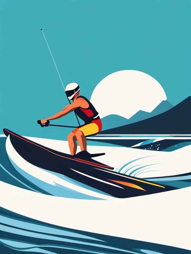 Water Skier clipart - A water skier enjoying the thrill on the lake., ,vector color clipart,minimal