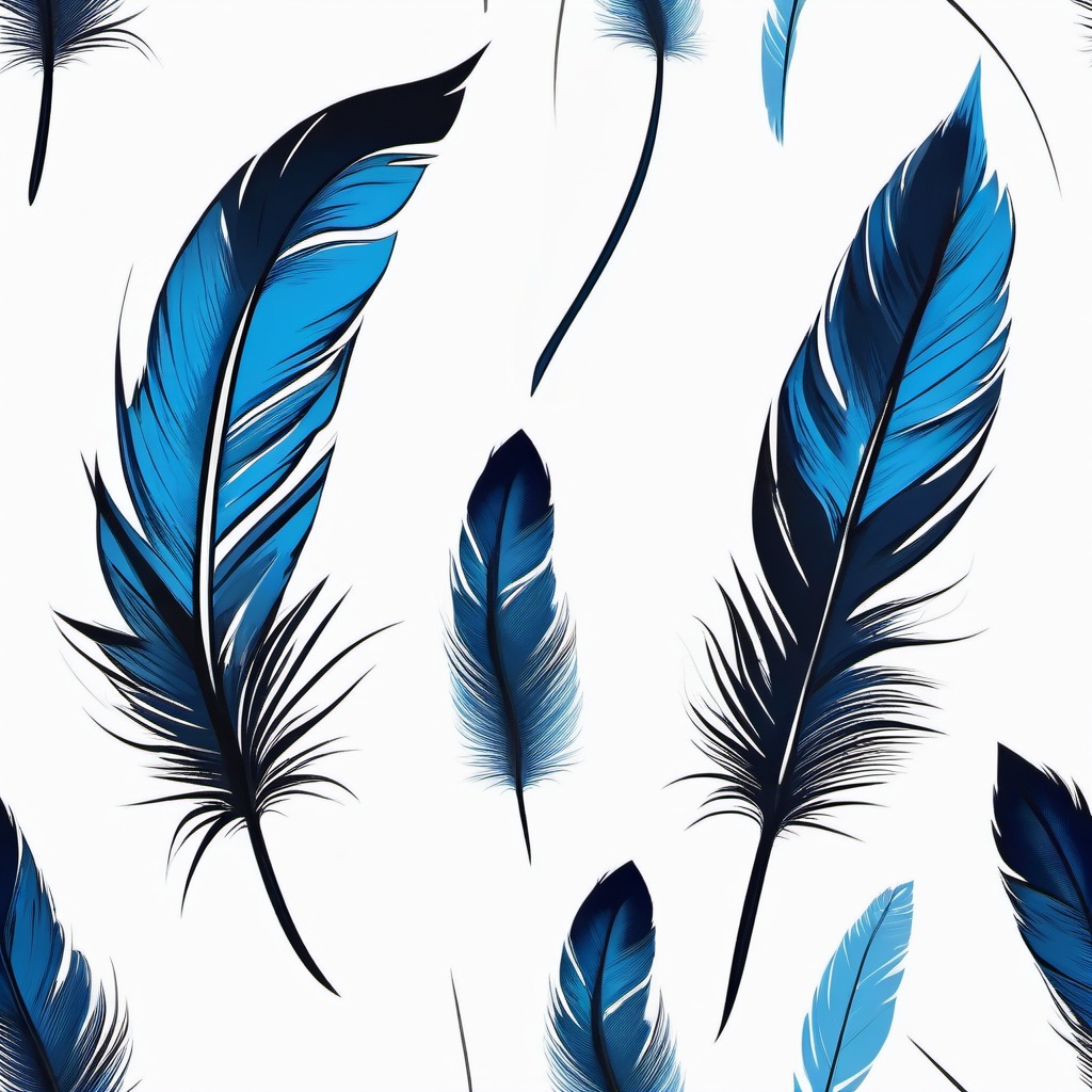 Blue Jay Feather Tattoo - Feather design inspired by a blue jay.  simple vector tattoo,minimalist,white background