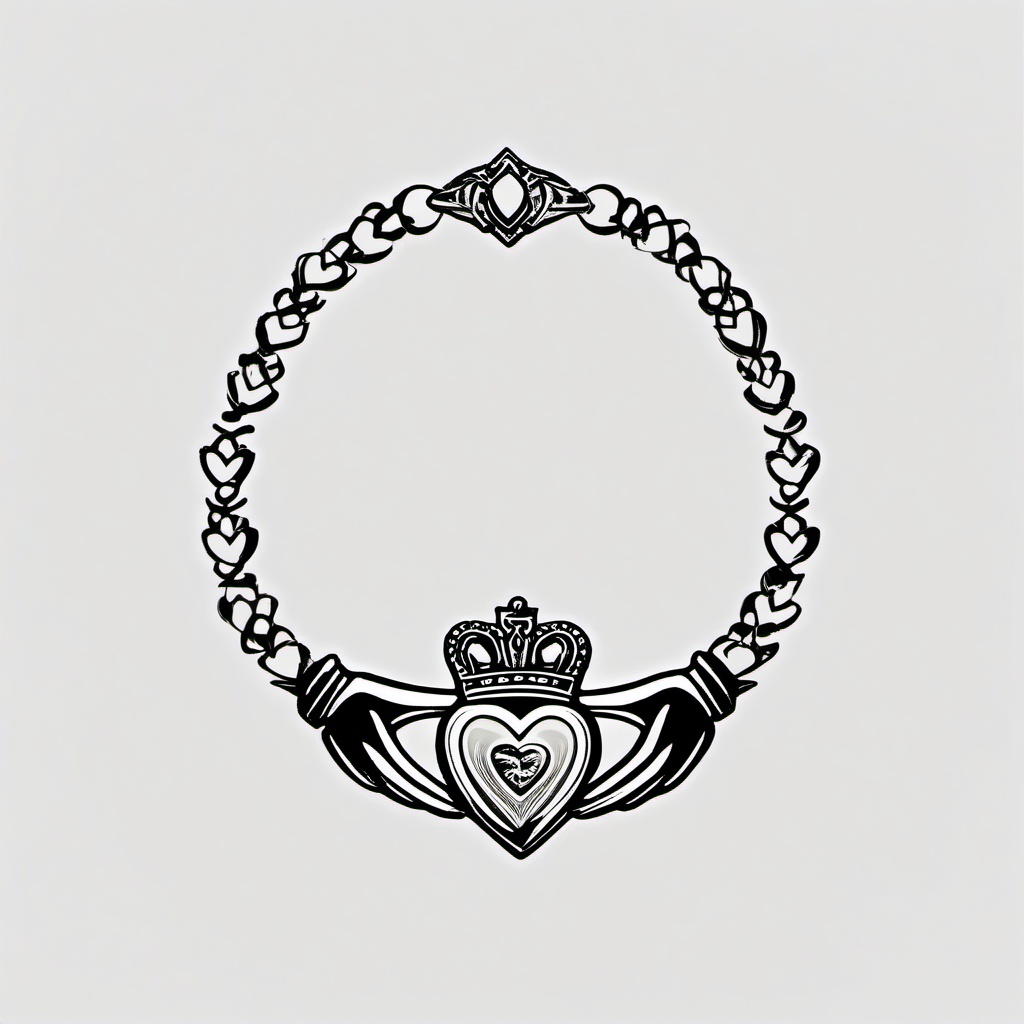 claddagh bracelet tattoo  simple color tattoo,minimal,white background