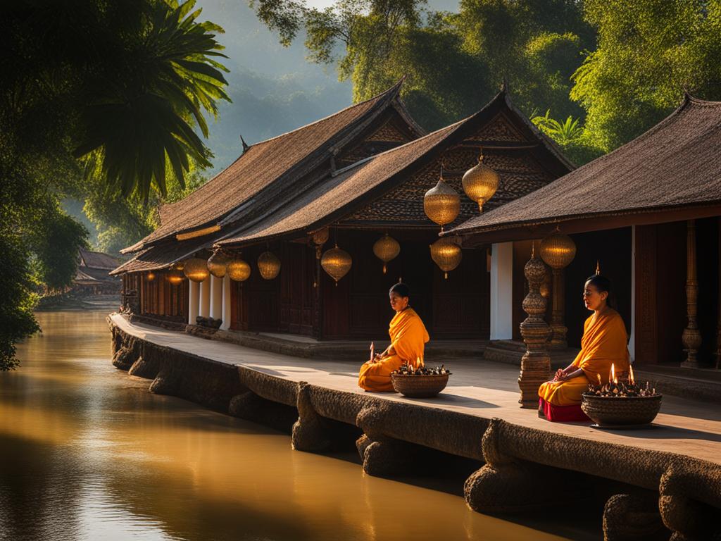 luang prabang, laos - imagine the serene beauty of luang prabang, with its temples and traditional houses illuminated by candlelight along the mekong river. 