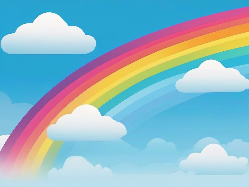 Rainbow Sky Background - Cheerful rainbow in a blue sky  minimal design