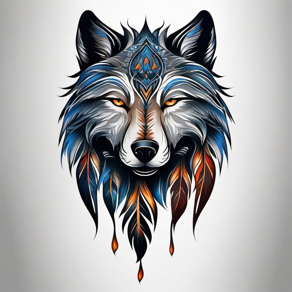 Tattoo Wolf Paw,tattoo celebrating the indomitable spirit of the wolf through its powerful paw. , color tattoo design, white clean background