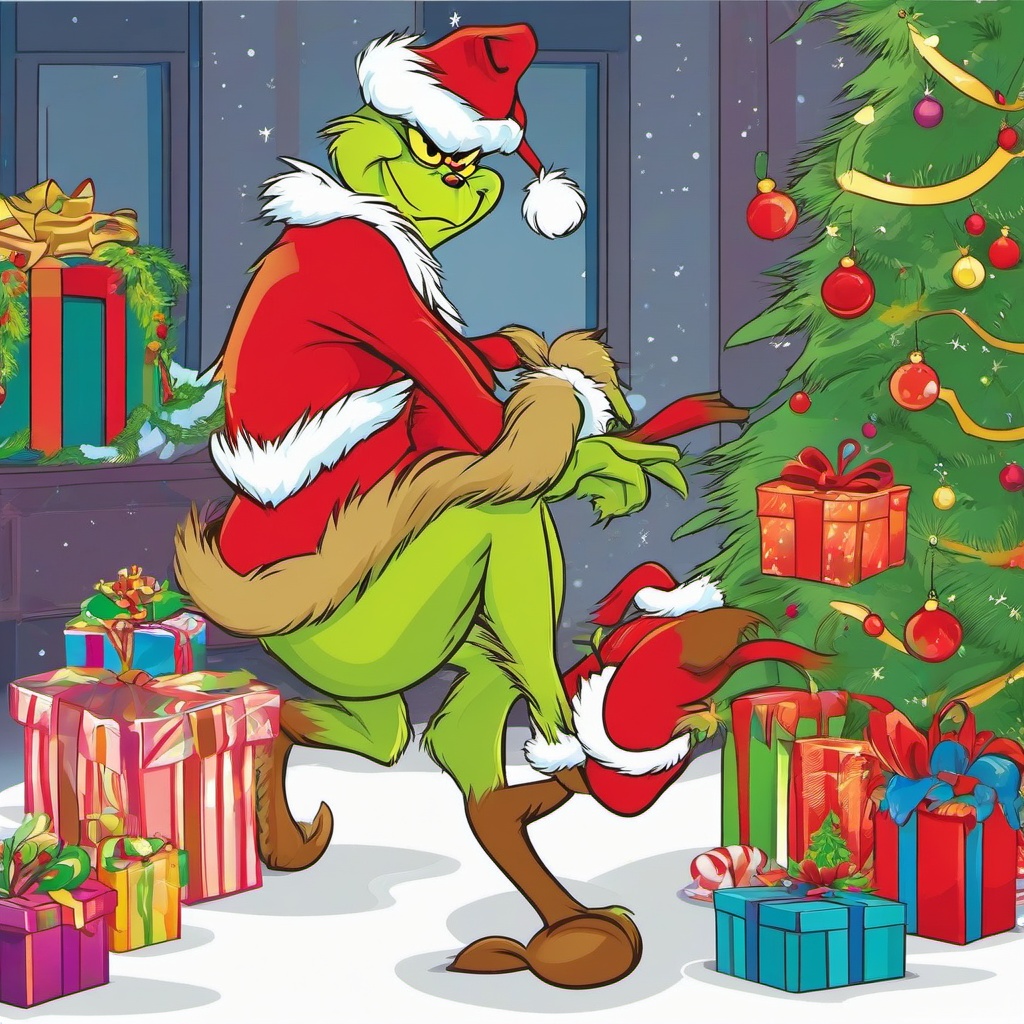 Grinch clipart - Grinch stealing Christmas presents  