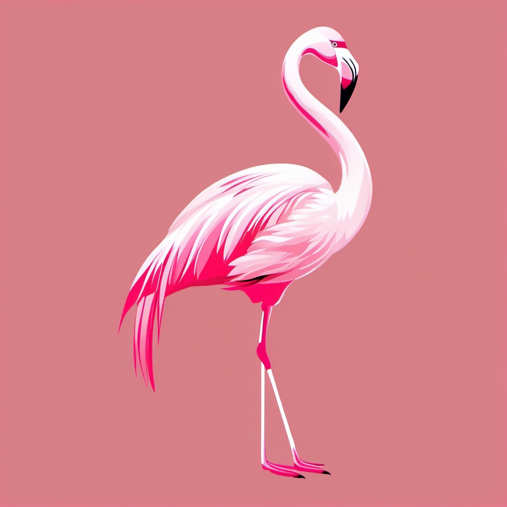 Flamingo Clipart - Flamingo with its elegant pink plumage , minimal, 2d