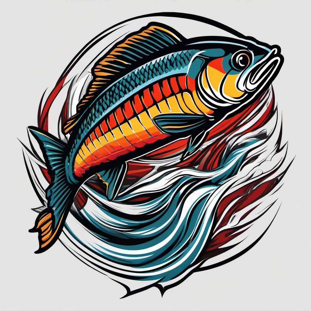 Fish Lure Tattoo-Bold and dynamic tattoo featuring a fish lure, perfect for fishing enthusiasts and those who appreciate the sport.  simple color vector tattoo