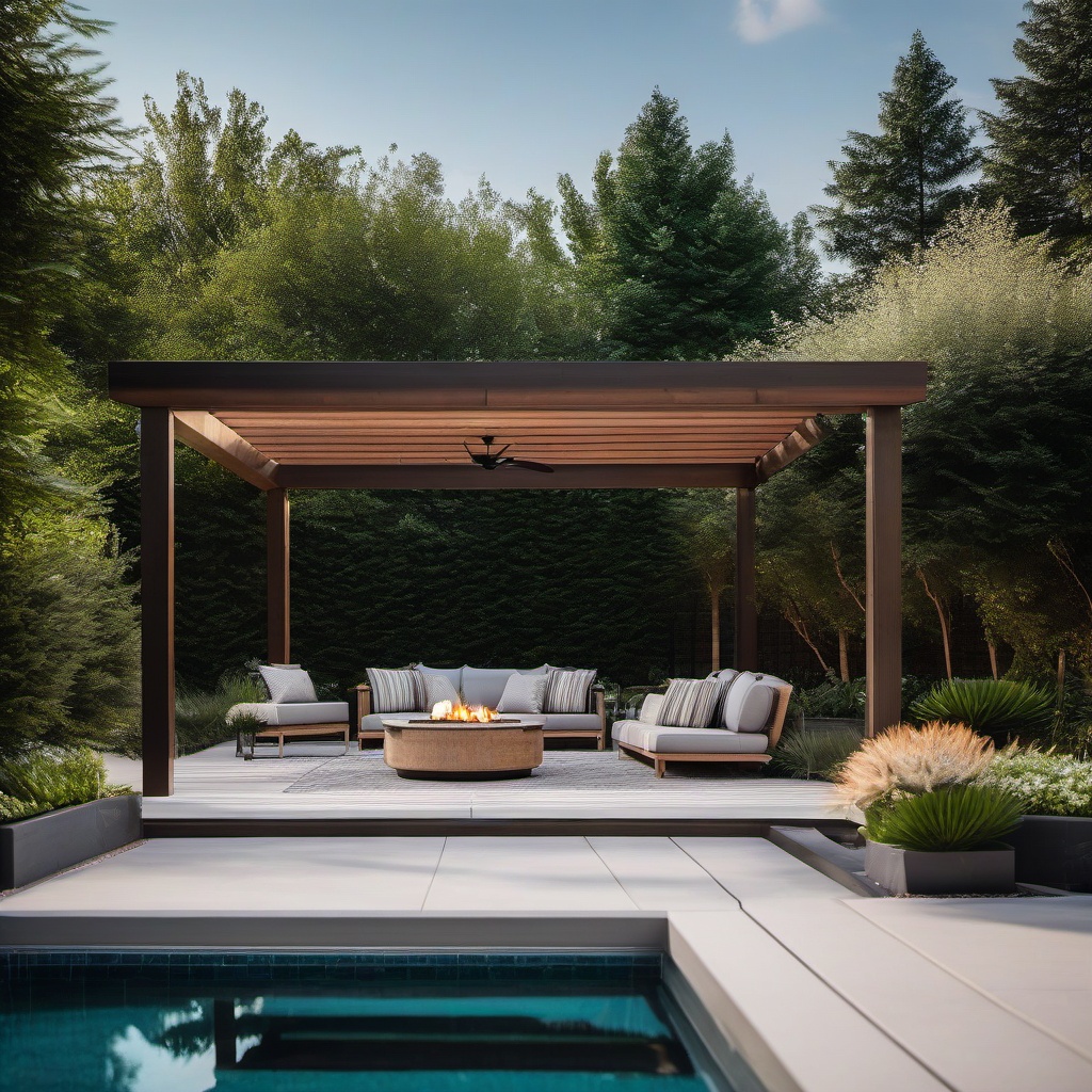 Sleek Backyard Oasis - Sleek backyard oasis with a modern swimming pool and sleek outdoor furniture. realistic, professional photography, bokeh, natural lighting, canon lens, shot on dslr 64 megapixels sharp focus