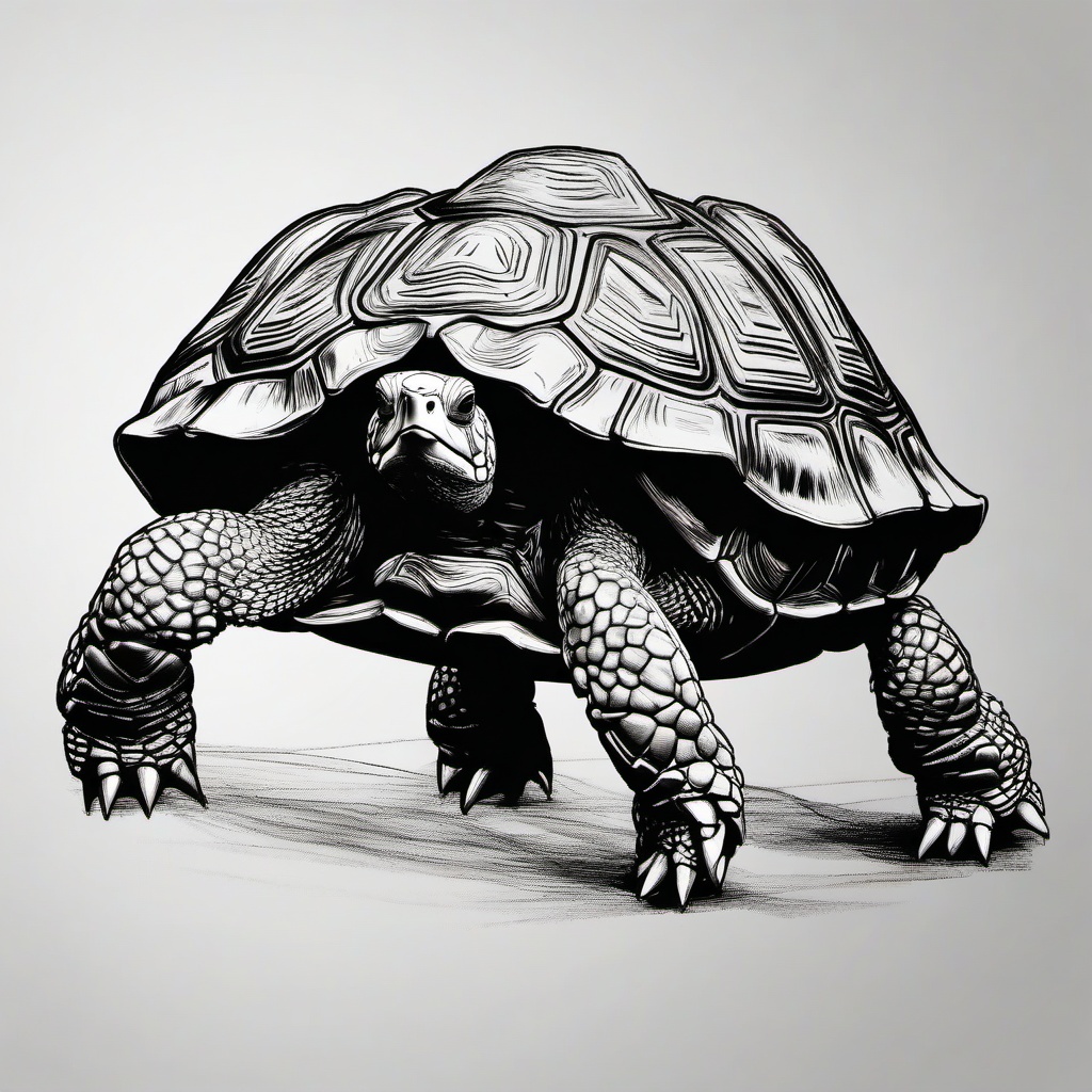 drawing of a Russian tortoise  minimal rough sketch scribbles,doodles,black and white