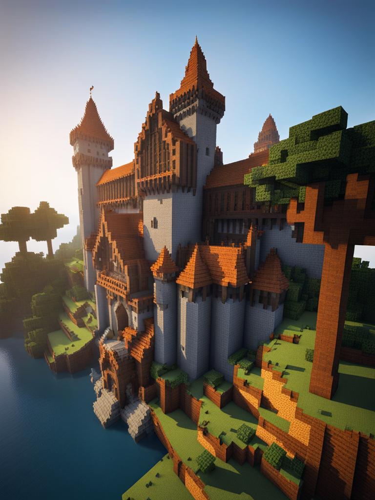 massive medieval castle with towering walls - minecraft house design ideas minecraft block style