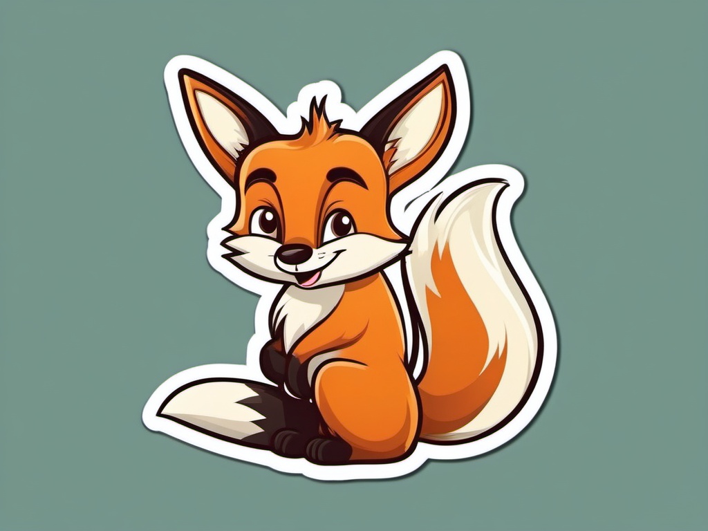 Fox cartoon - clever animal with a bushy tail  cartoon sticker style