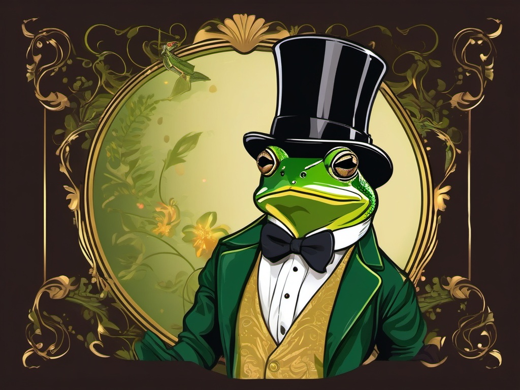 Dapper Frog - Illustrate a frog in a fancy suit and top hat attending a froggy ballroom dance. ,t shirt vector design
