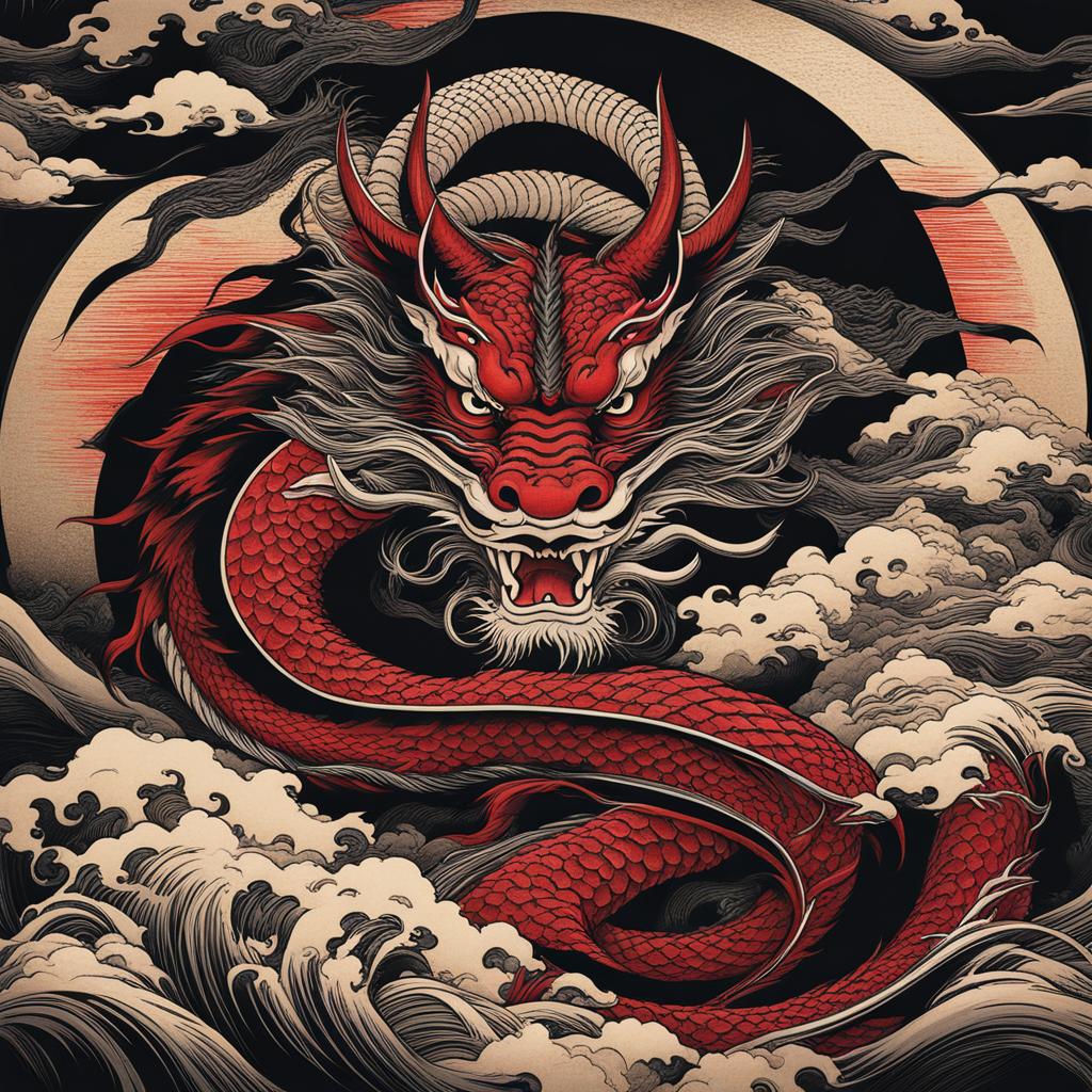 japanese dragon tattoo, featuring the mythical creature from japanese folklore. 