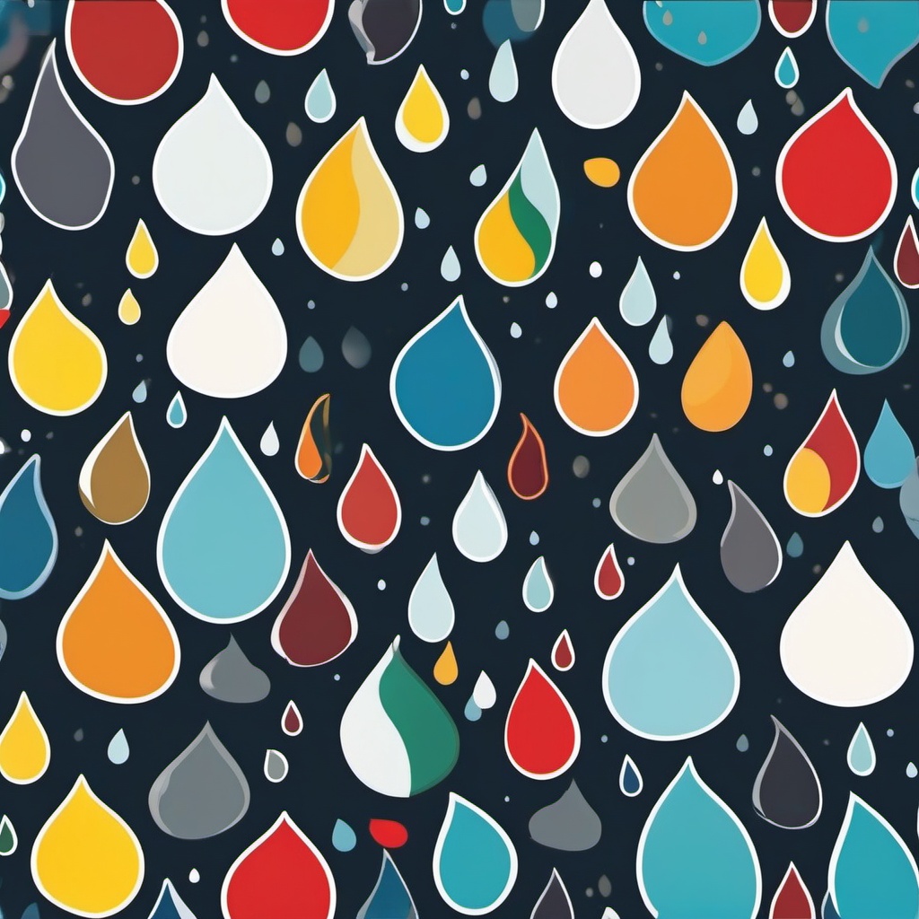 Raindrop Sticker - Single raindrop falling, ,vector color sticker art,minimal