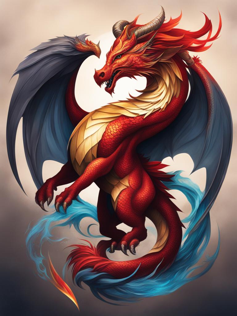 mythical creatures - create a tattoo featuring mythical creatures like dragons, unicorns, and phoenixes. 