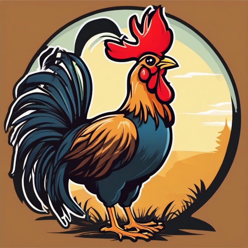 Rooster cartoon - crowing bird that greets the dawn  cartoon sticker style