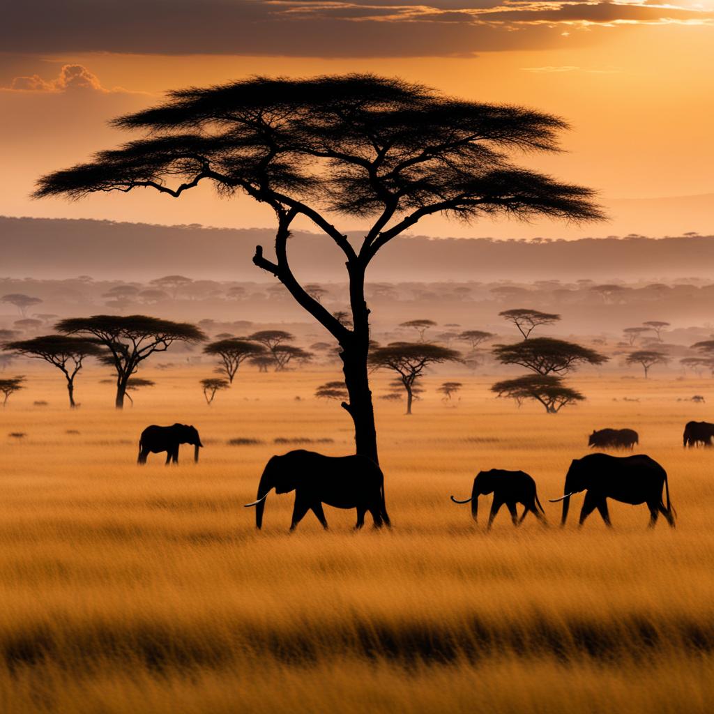 serengeti plains - convey the vast serengeti plains of africa, home to iconic wildlife and stunning landscapes. 