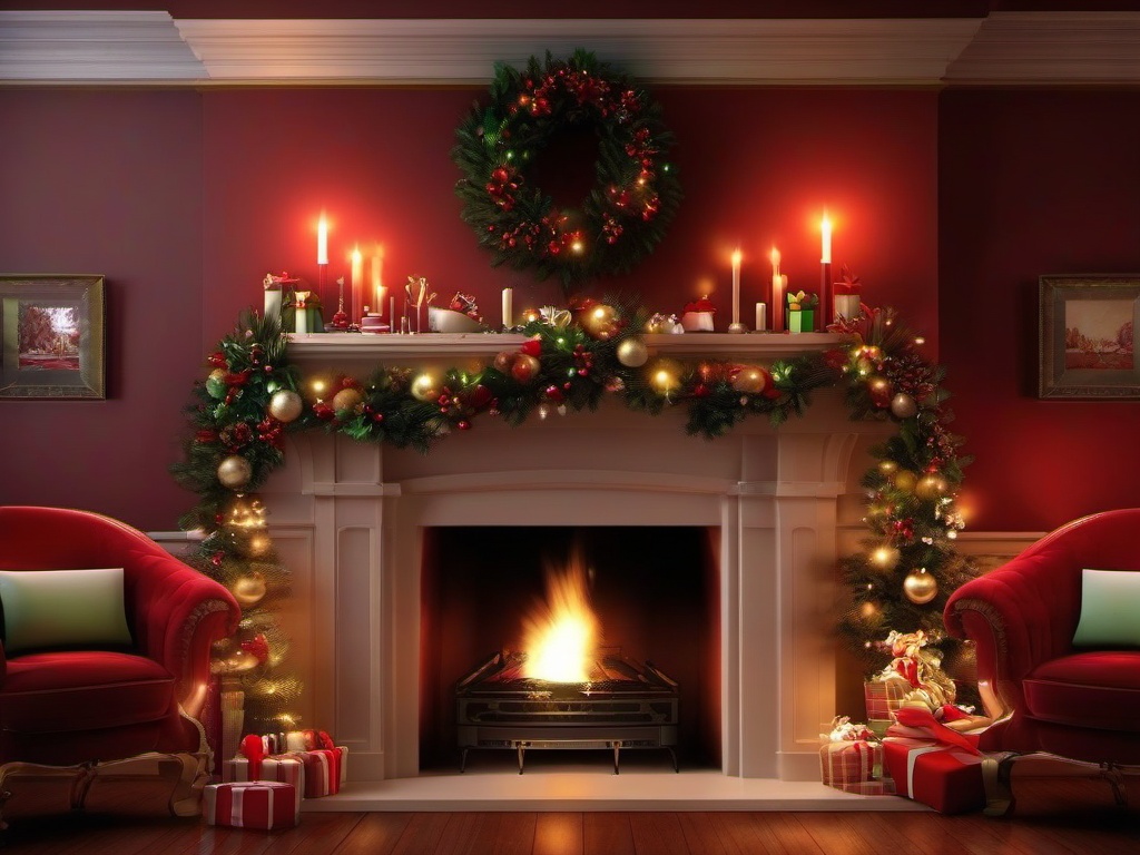 Wallpaper Christmas Fireplace  