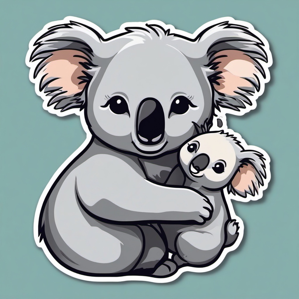 Koala Hug Sticker - Two koalas sharing a heartwarming hug. ,vector color sticker art,minimal