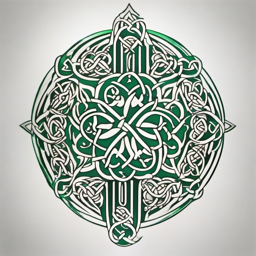 irish celtic symbols tattoos  simple color tattoo,minimal,white background