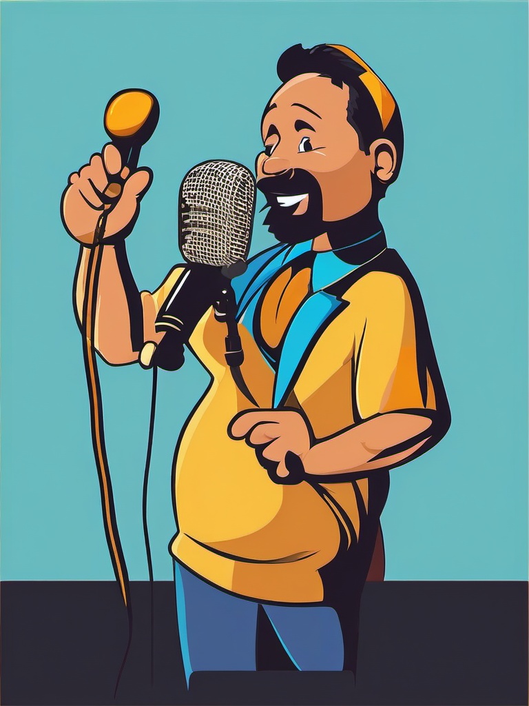 Microphone clipart - cartoon character speaking into a microphone  