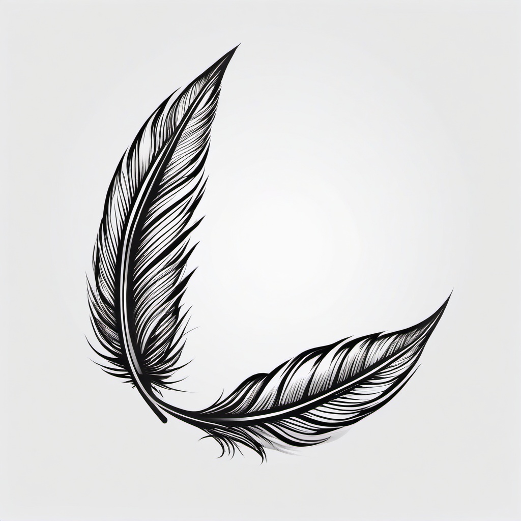 Feather Pen Tattoo - Quill or feather pen design.  simple vector tattoo,minimalist,white background