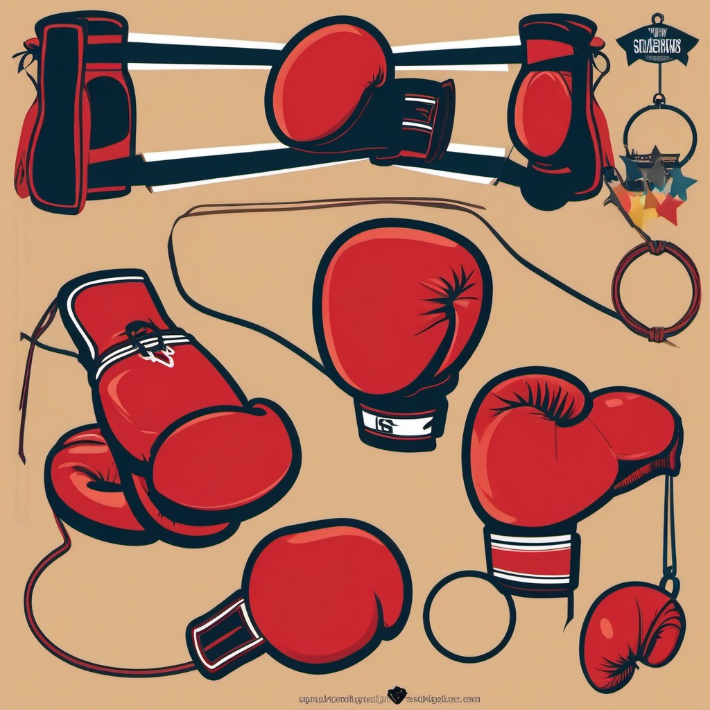 Sport clipart - boxing gloves and ring  vector clipart