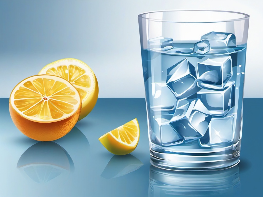 Water clipart - glass of water with ice cubes  