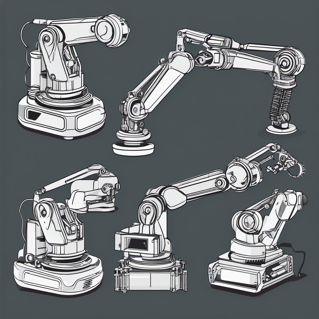 Robotic Arm Assembly Line clipart - Robotic arm assembly line, ,vector color clipart,minimal