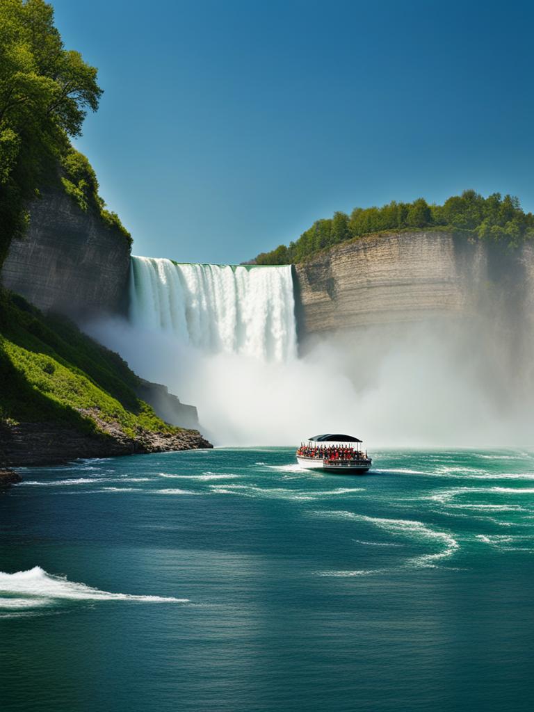 niagara falls, usa/canada - takes a thrilling boat ride to the base of the iconic waterfalls. 