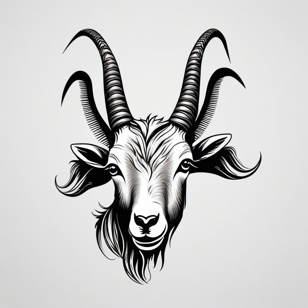 Goat Tattoo Simple - An uncomplicated and straightforward tattoo featuring a goat design.  simple color tattoo design,white background