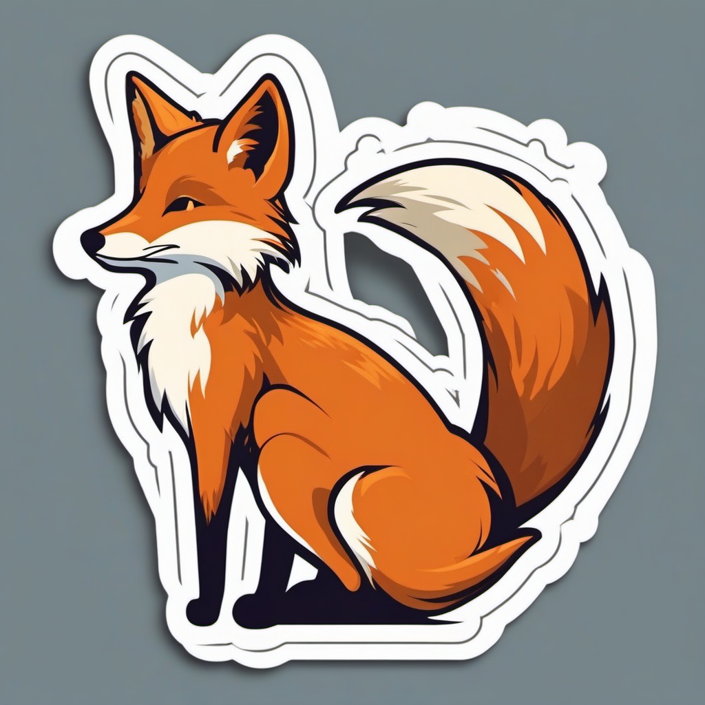 Fox Sticker - A sly fox with a bushy tail. ,vector color sticker art,minimal