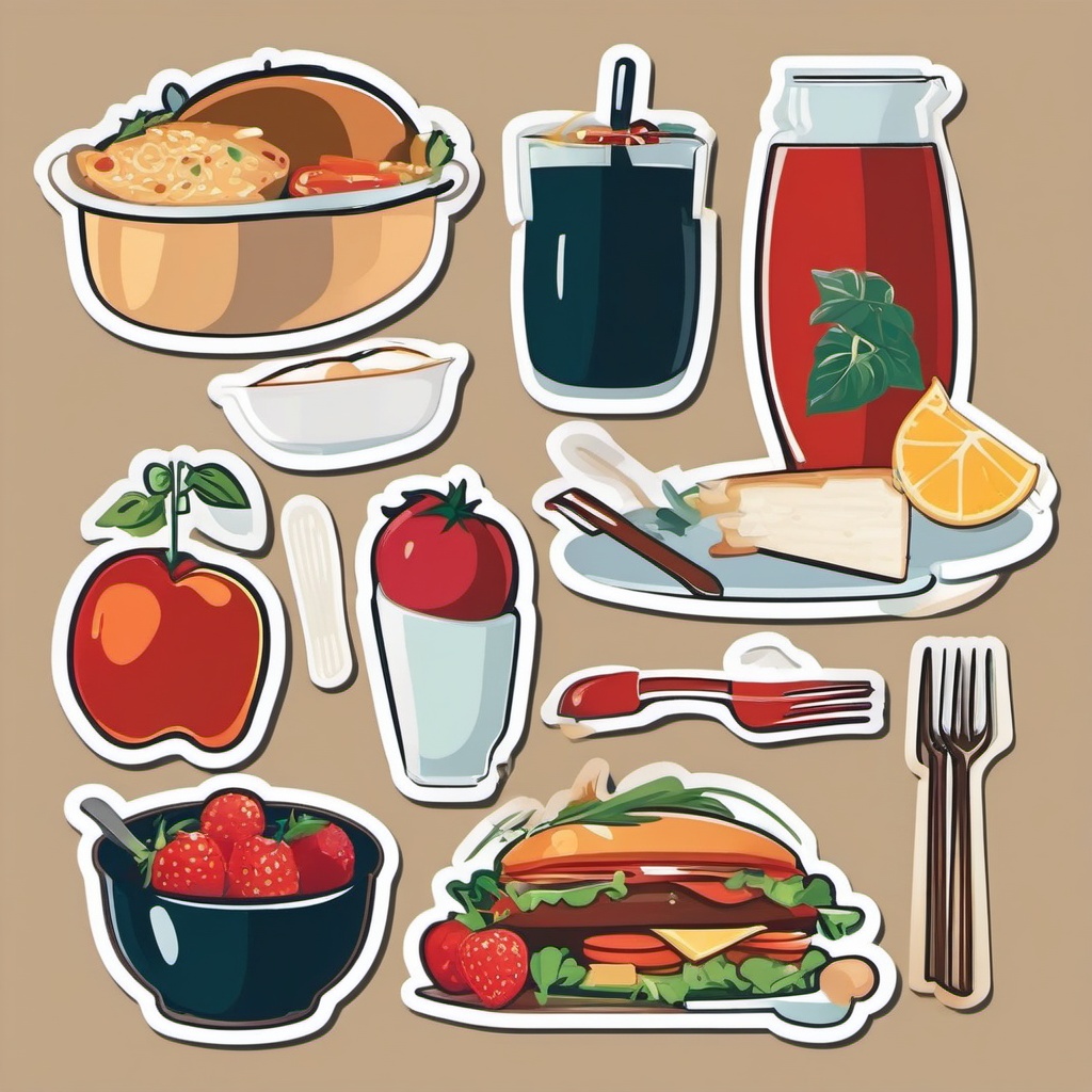 Cafeteria Utensils Sticker - Savoring meals with the practical and eco-friendly cafeteria utensils sticker, , sticker vector art, minimalist design