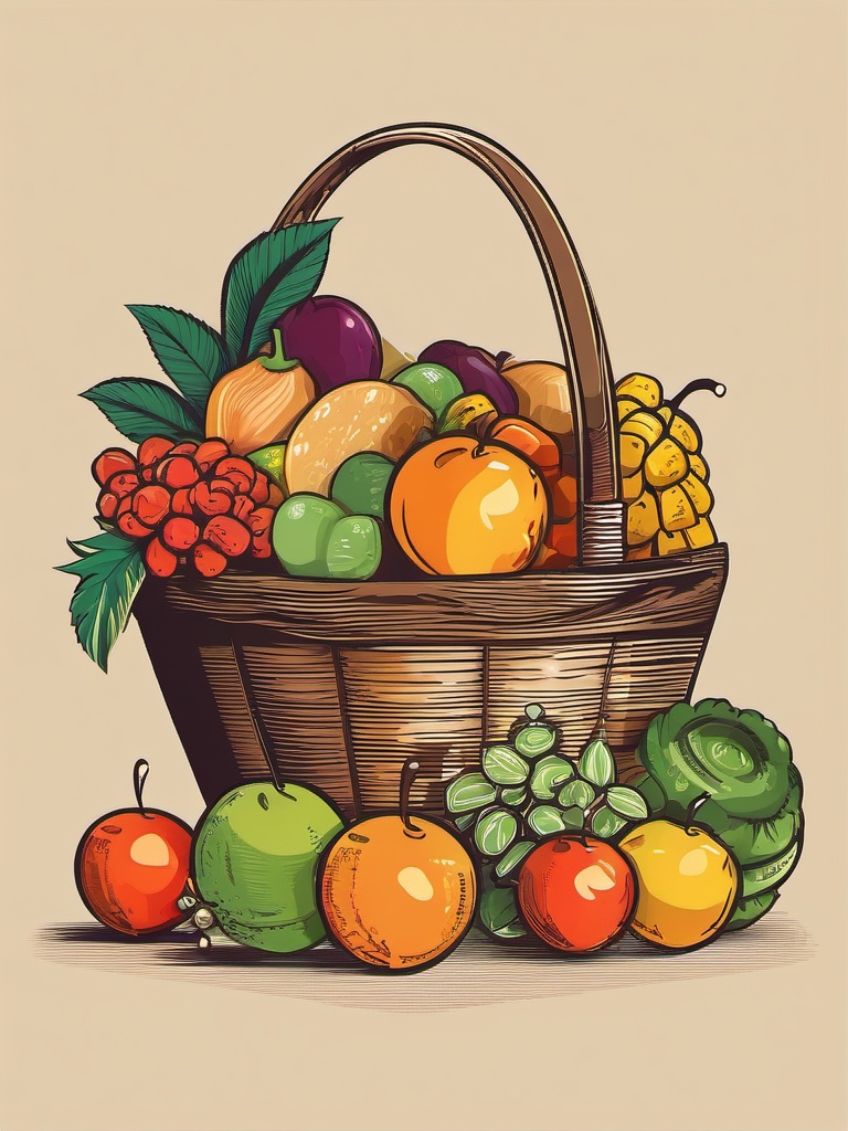 Cornucopia of Goodies clipart - Bounty in a cornucopia, ,vector color clipart,minimal