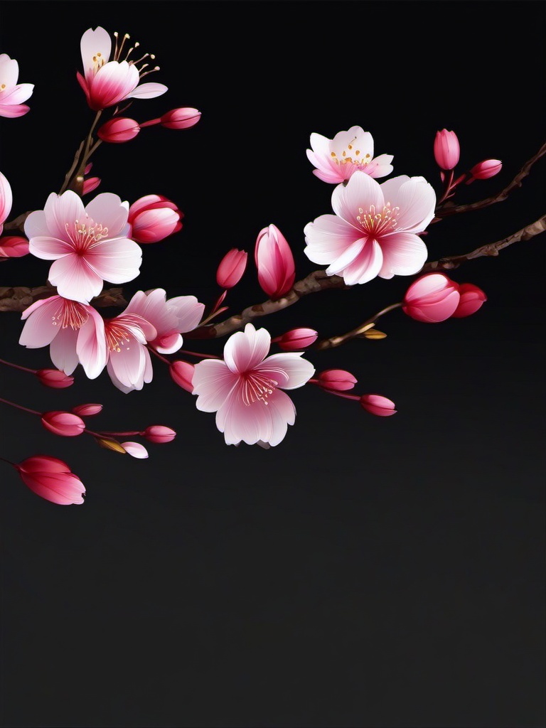 Flower Background Wallpaper - cherry blossom on black background  