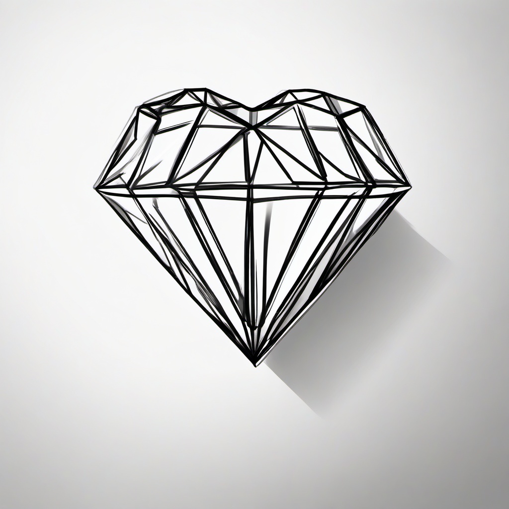 drawing of a diamond with a heart  minimal rough sketch scribbles,doodles,black and white