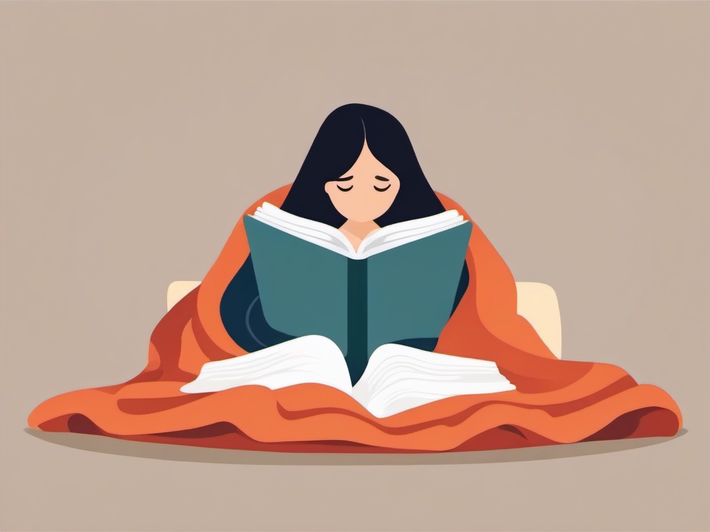 Person clipart - person reading under a cozy blanket  color,minimalist,vector clipart