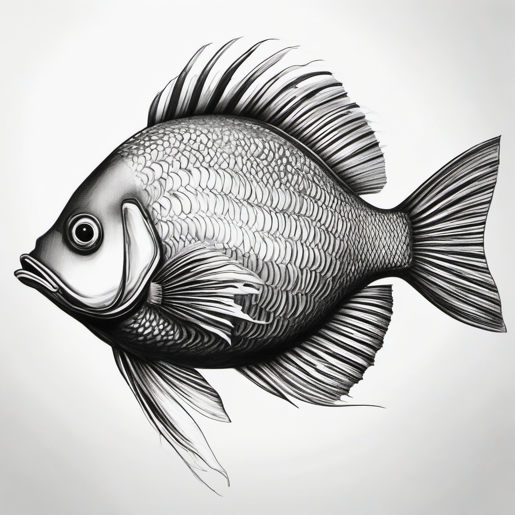 pencil sketch of fish  minimal rough sketch scribbles,doodles,black and white